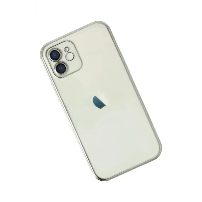 Mey İthalat®   iPhone 12 Kılıf  Lensli Silikon - Gümüş