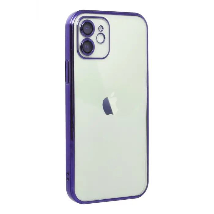 Mey İthalat®   iPhone 12 Kılıf  Lensli Silikon - Mor