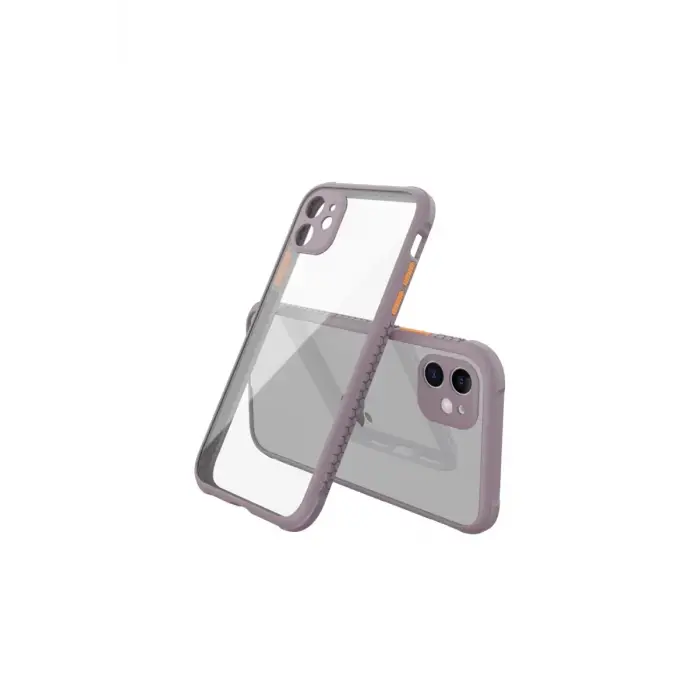 Mey İthalat®   iPhone 12 Mini Kılıf Miami Şeffaf Silikon - Açık Mor