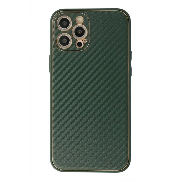Mey İthalat®   iPhone 12 Pro Kılıf Coco Karbon Silikon - Yeşil