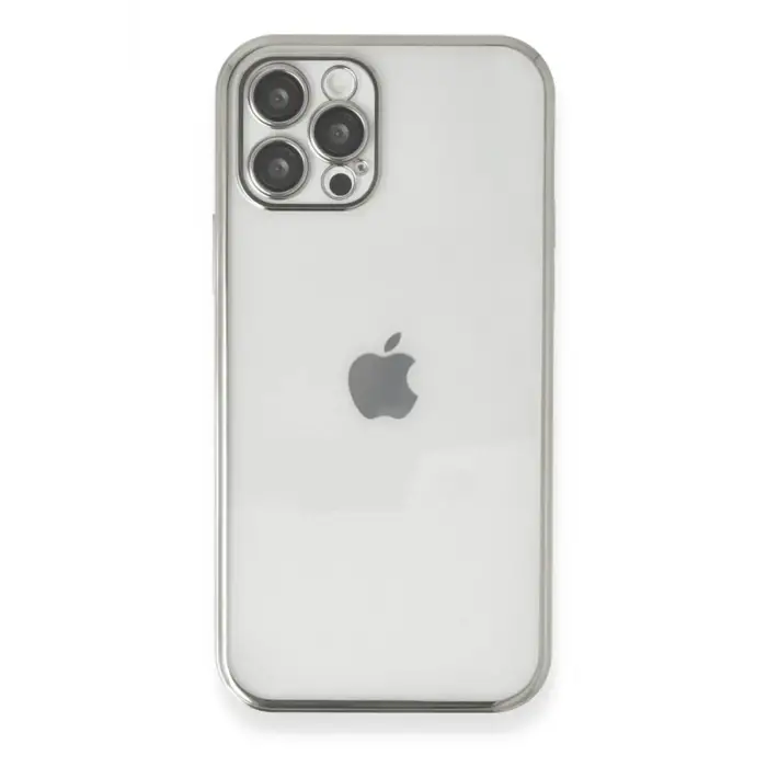 Mey İthalat®   iPhone 12 Pro Kılıf  Lensli Silikon - Gümüş