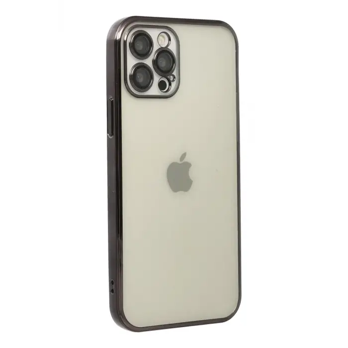 Mey İthalat®   iPhone 12 Pro Kılıf  Lensli Silikon - Siyah