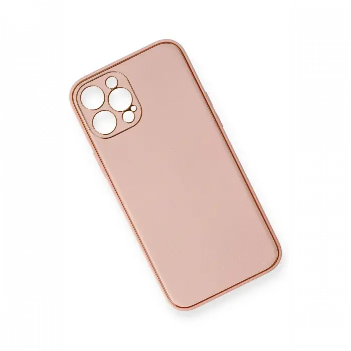 Mey İthalat®  iPhone 12 Pro Max Kılıf Coco Deri Silikon Kapak - Pembe