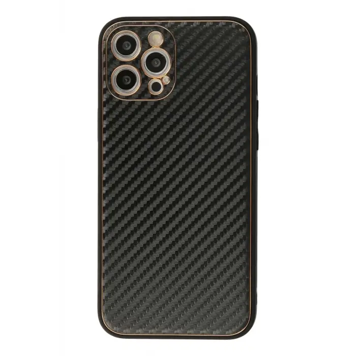 Mey İthalat®   iPhone 12 Pro Max Kılıf Coco Karbon Silikon - Siyah