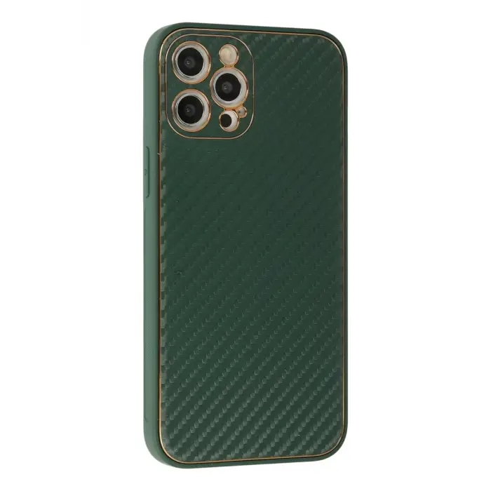 Mey İthalat®   iPhone 12 Pro Max Kılıf Coco Karbon Silikon - Yeşil