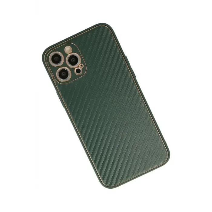 Mey İthalat®   iPhone 12 Pro Max Kılıf Coco Karbon Silikon - Yeşil