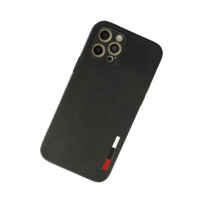 Mey İthalat®   iPhone 12 Pro Max Kılıf Loop Deri Silikon - Siyah