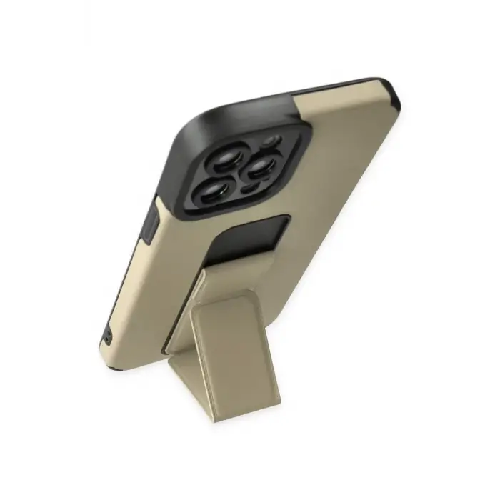 Mey İthalat®   iPhone 12 Pro Max Kılıf Mega Standlı Silikon - Gold