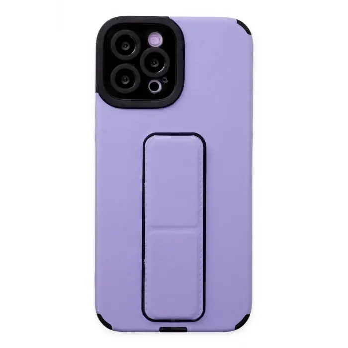 Mey İthalat®   iPhone 12 Pro Max Kılıf Mega Standlı Silikon - Lila