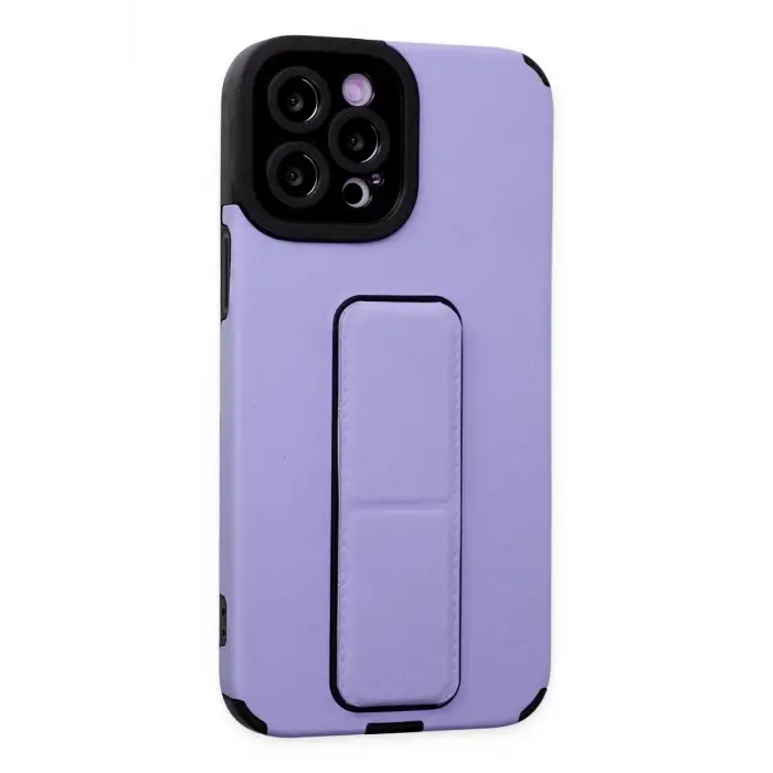 Mey İthalat®   iPhone 12 Pro Max Kılıf Mega Standlı Silikon - Lila