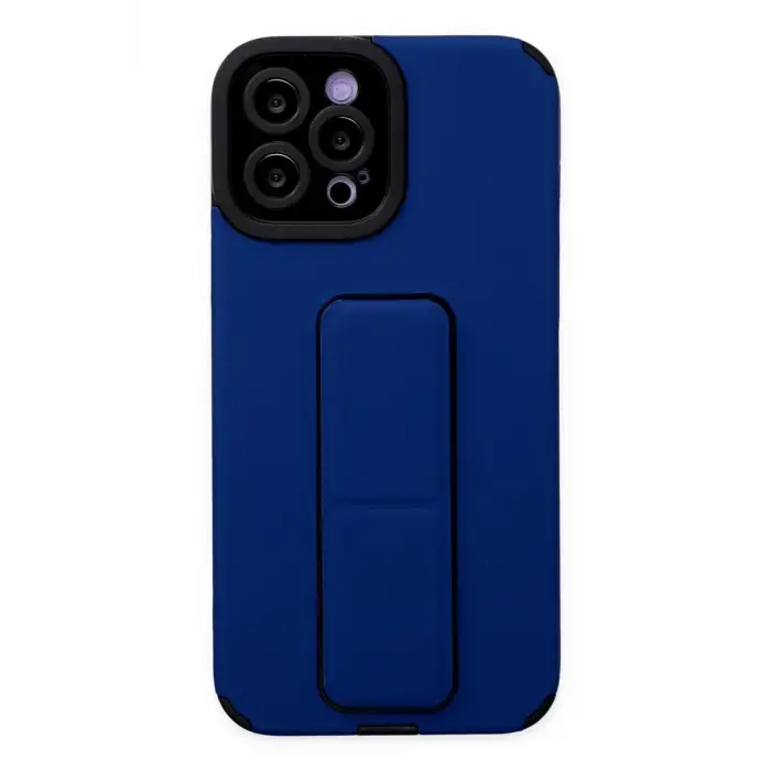 Mey İthalat®   iPhone 12 Pro Max Kılıf Mega Standlı Silikon - Mavi