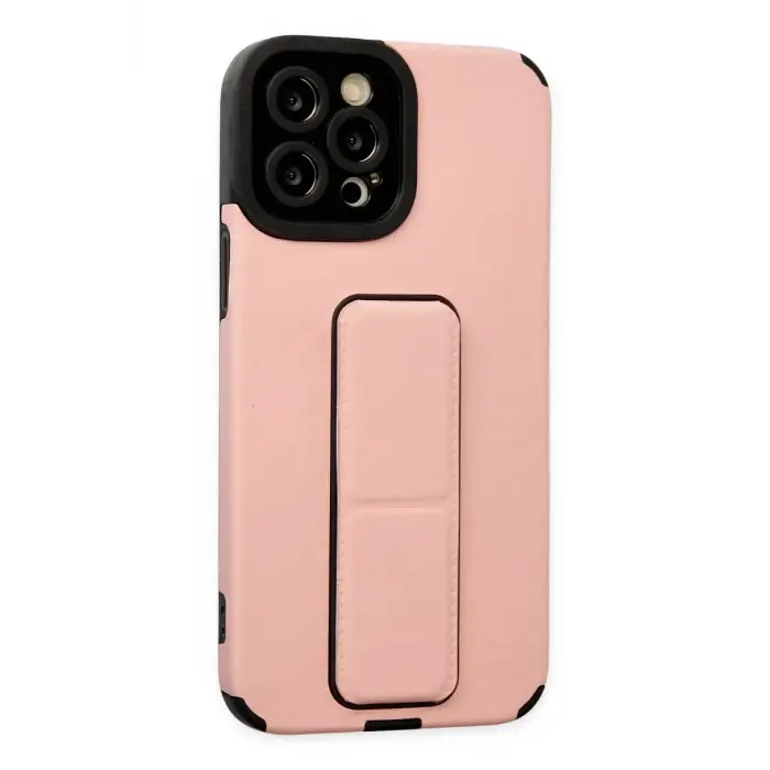 Mey İthalat®   iPhone 12 Pro Max Kılıf Mega Standlı Silikon - Pudra