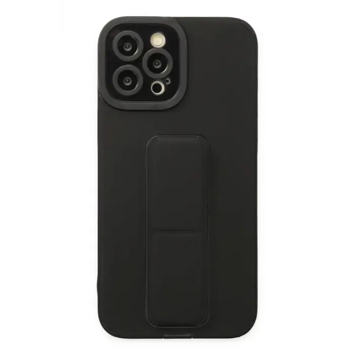 Mey İthalat®   iPhone 12 Pro Max Kılıf Mega Standlı Silikon - Siyah