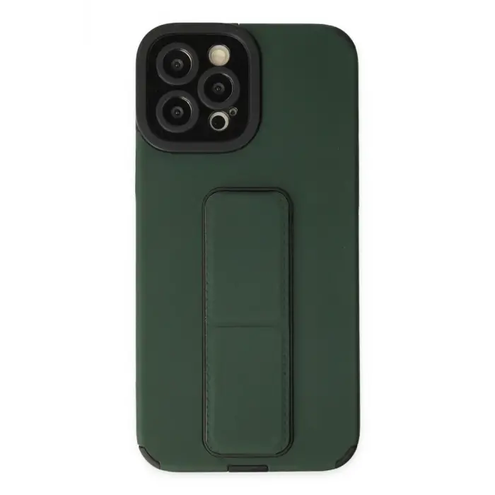 Mey İthalat®   iPhone 12 Pro Max Kılıf Mega Standlı Silikon - Yeşil