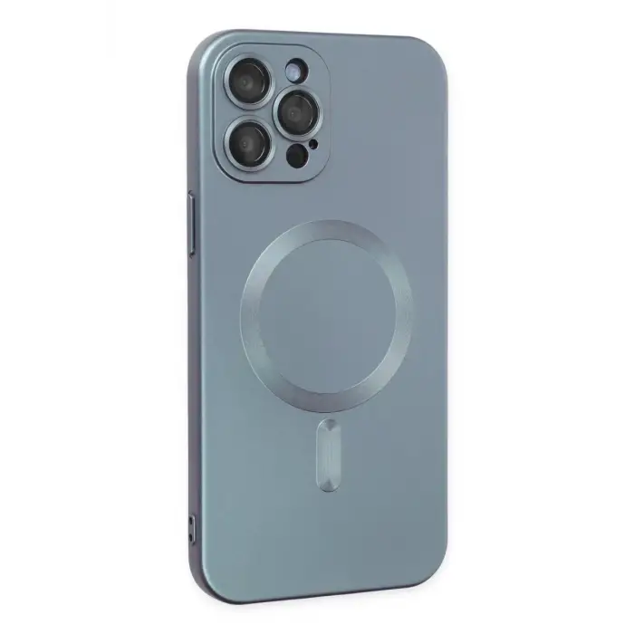 Mey İthalat®   iPhone 12 Pro Max Kılıf Moshi Lens Magneticsafe Silikon - Sierra Blue