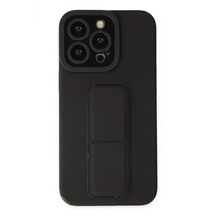 Mey İthalat®   iPhone 13 Pro Kılıf Mega Standlı Silikon - Siyah
