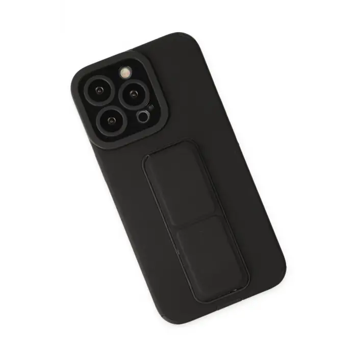 Mey İthalat®   iPhone 13 Pro Kılıf Mega Standlı Silikon - Siyah