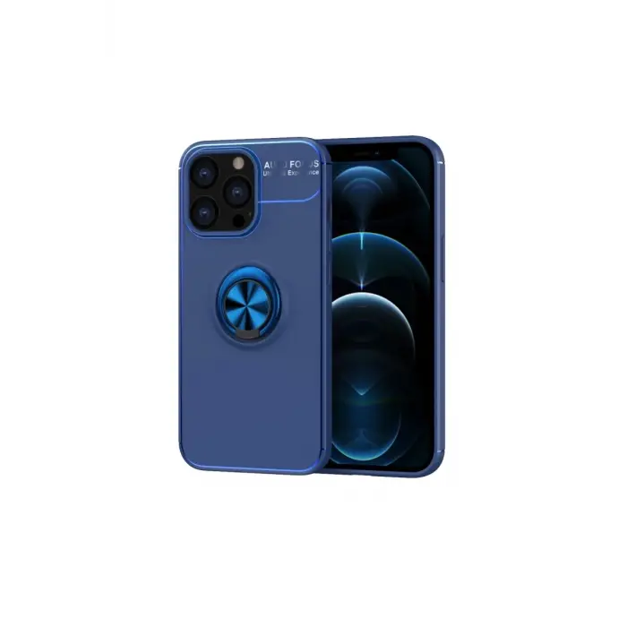 Mey İthalat®   iPhone 13 Pro Kılıf Range Yüzüklü Silikon - Mavi
