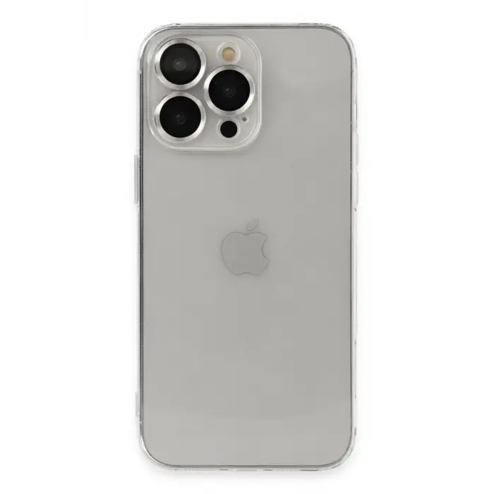 Mey İthalat®   iPhone 13 Pro Max Kılıf Luko Lens Silikon - Gümüş