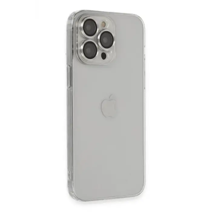 Mey İthalat®   iPhone 13 Pro Max Kılıf Luko Lens Silikon - Gümüş