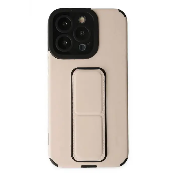 Mey İthalat®   iPhone 13 Pro Max Kılıf Mega Standlı Silikon - Gold
