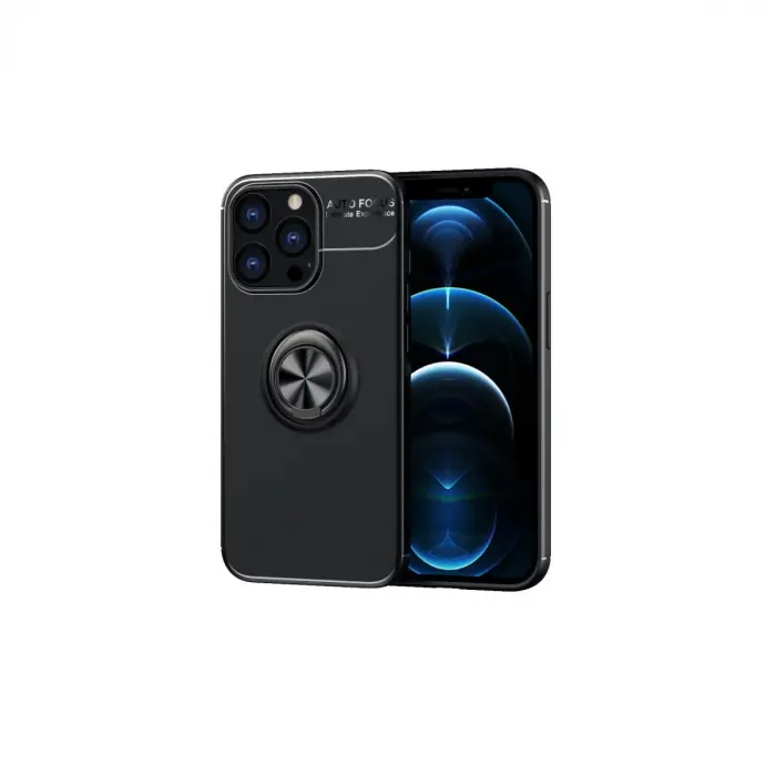 Mey İthalat®   iPhone 13 Pro Max Kılıf Range Yüzüklü Silikon - Siyah