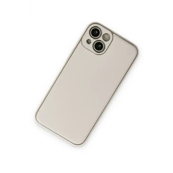 Mey İthalat®   iPhone 14 Plus Kılıf Coco Deri Silikon Kapak - Beyaz