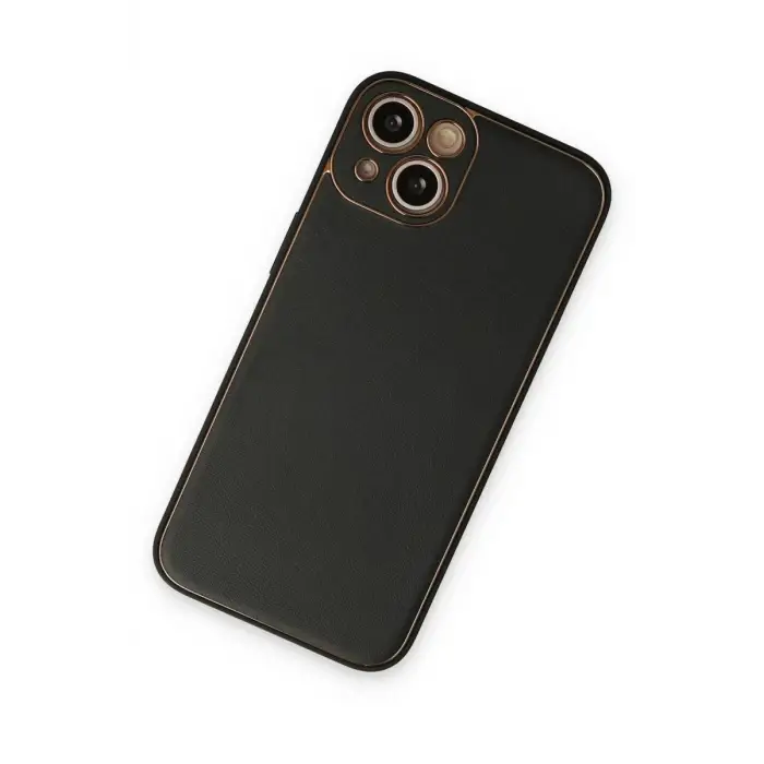 Mey İthalat®   iPhone 14 Plus Kılıf Coco Deri Silikon Kapak - Siyah