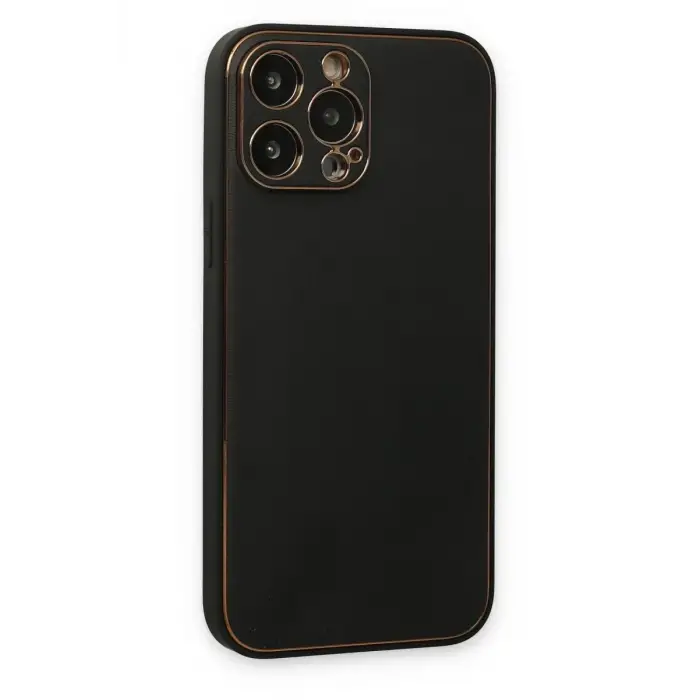 Mey İthalat®   iPhone 14 Pro Kılıf Coco Deri Silikon Kapak - Siyah