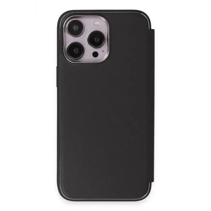 Mey İthalat®   iPhone 14 Pro Kılıf Dolpin Kapaklı - Siyah