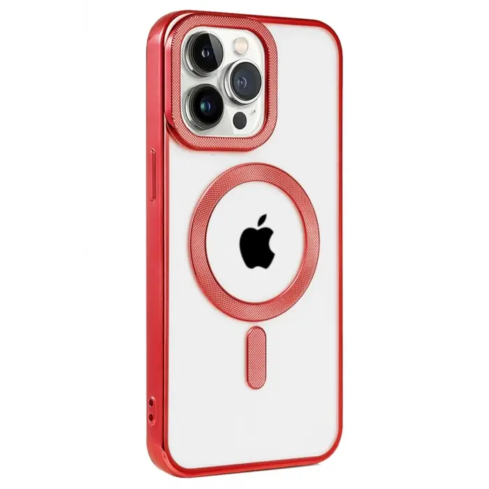 Mey İthalat®   iPhone 14 Pro Kılıf Kronos Magsafe Kapak - Kırmızı