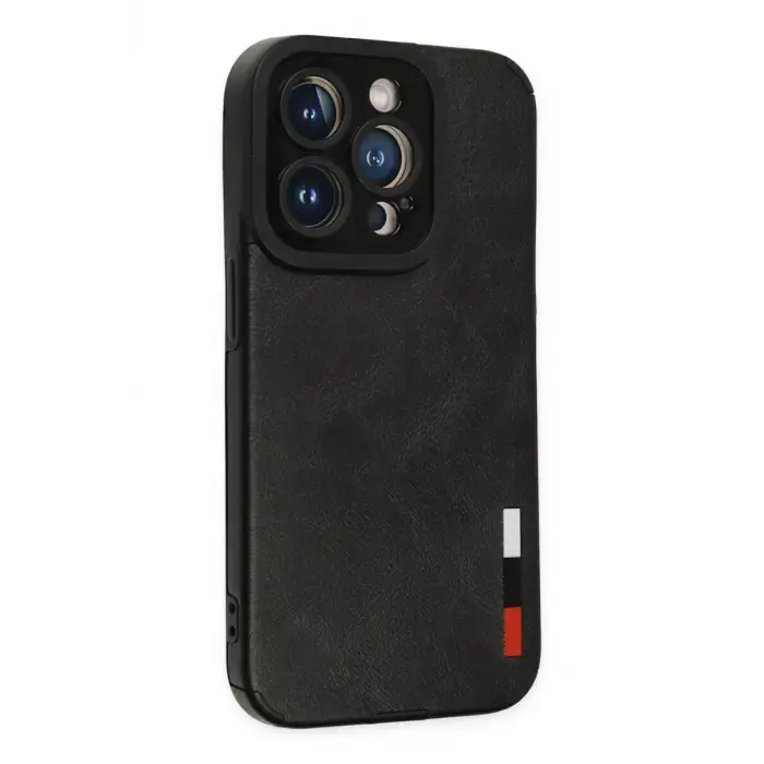 Mey İthalat®   iPhone 14 Pro Kılıf Loop Deri Silikon - Siyah