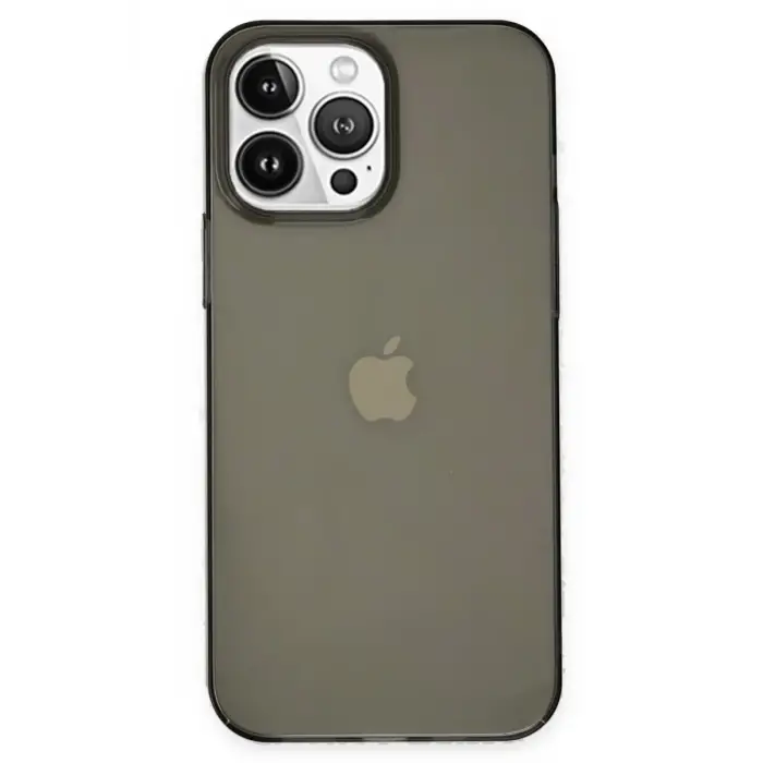 Mey İthalat®   iPhone 14 Pro Kılıf Pc Sert Şeffaf Kapak - Siyah