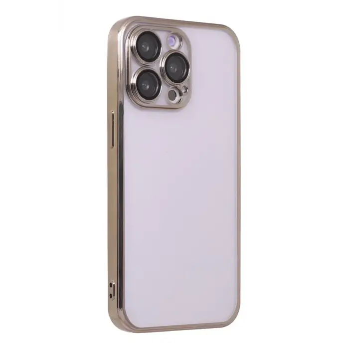 Mey İthalat®   iPhone 14 Pro Max Kılıf  Lensli Silikon - Gold