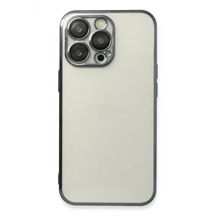 Mey İthalat®   iPhone 14 Pro Max Kılıf  Lensli Silikon - Siyah