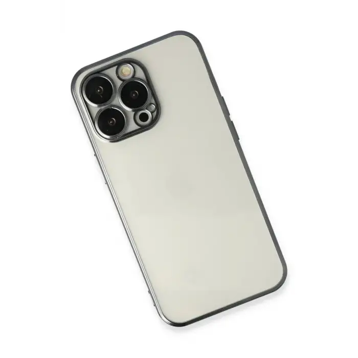 Mey İthalat®   iPhone 14 Pro Max Kılıf  Lensli Silikon - Siyah