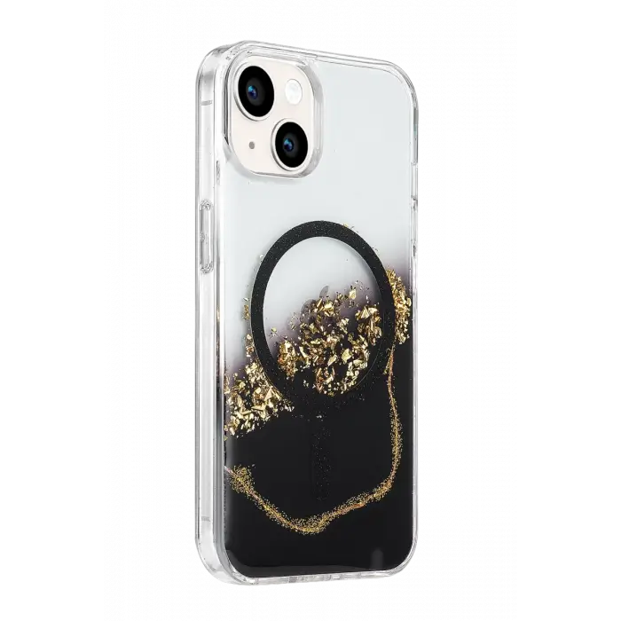 Mey İthalat®   iPhone 15 Lotus Simli Magsafe Kapak - Siyah