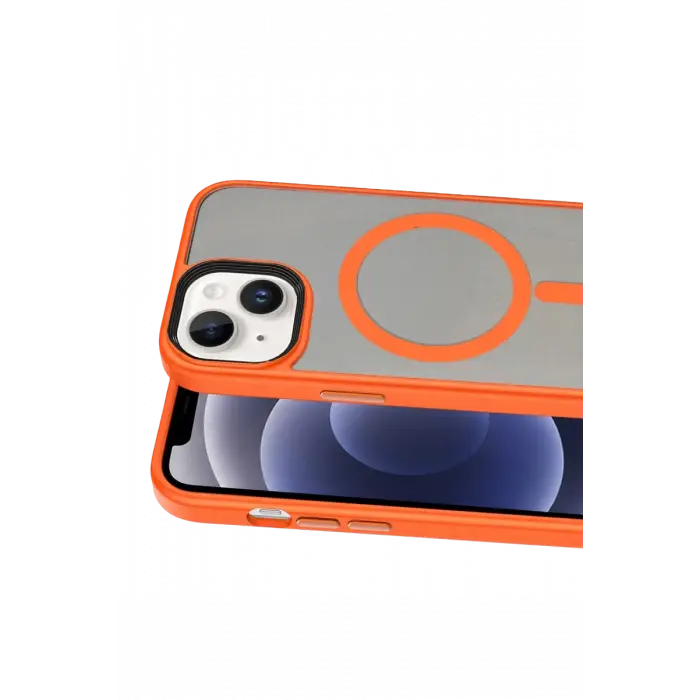 Mey İthalat®   iPhone 15 Megane Magsafe Kapak - Turuncu