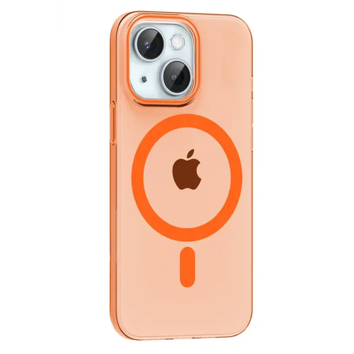 Mey İthalat®   iPhone 15 PC Blank Magsafe Kapak - Turuncu
