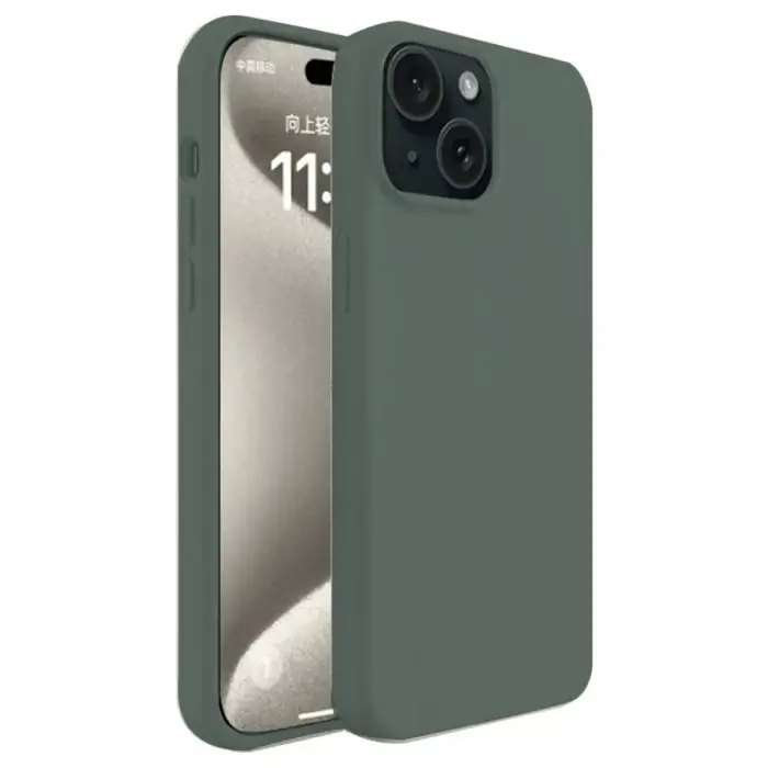 Mey İthalat®   iPhone 15 Plus Kılıf First Silikon - Koyu Yeşil