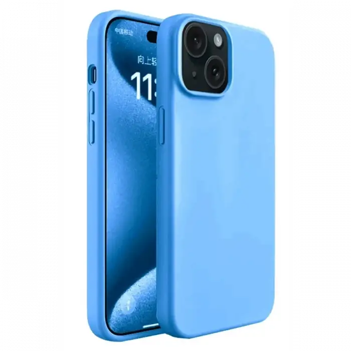 Mey İthalat®   iPhone 15 Plus Kılıf First Silikon - Mavi