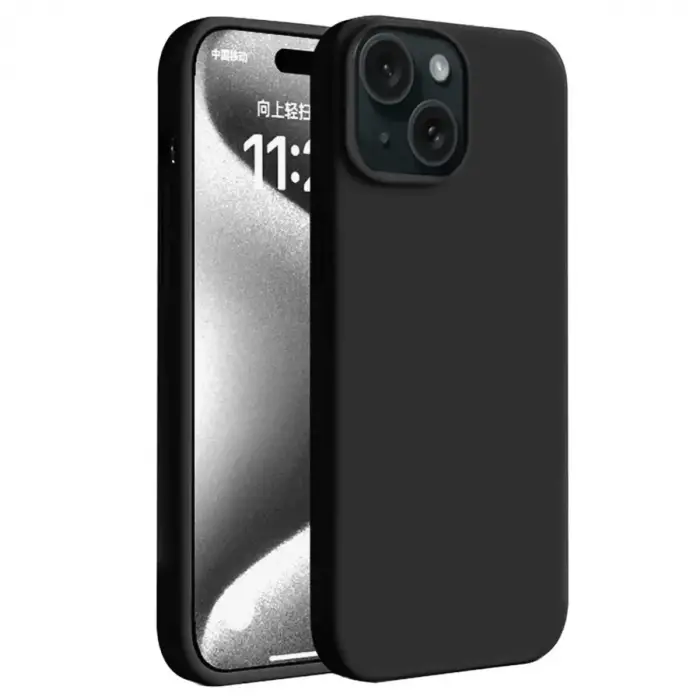 Mey İthalat®   iPhone 15 Plus Kılıf First Silikon - Siyah