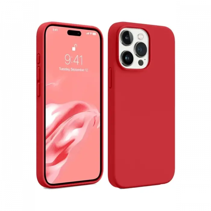 Mey İthalat®   iPhone 15 Pro Kılıf First Silikon - Kırmızı