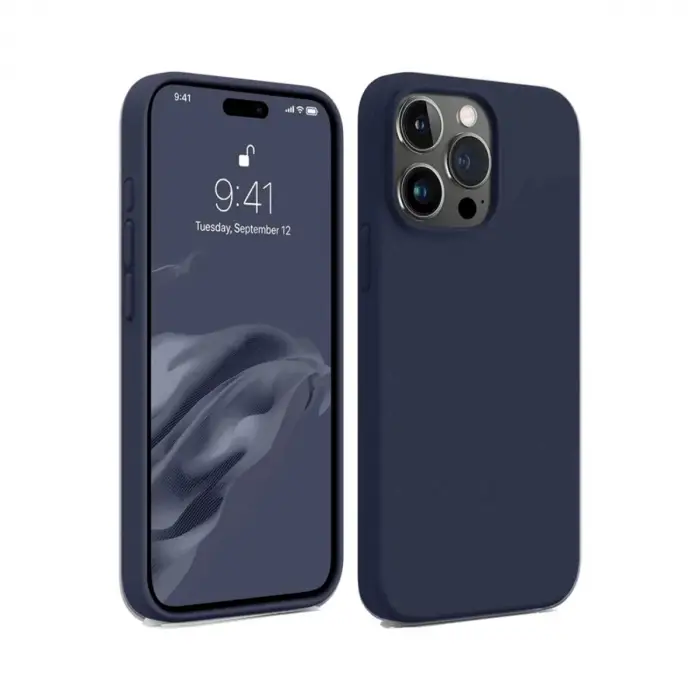 Mey İthalat®   iPhone 15 Pro Kılıf First Silikon - Lacivert