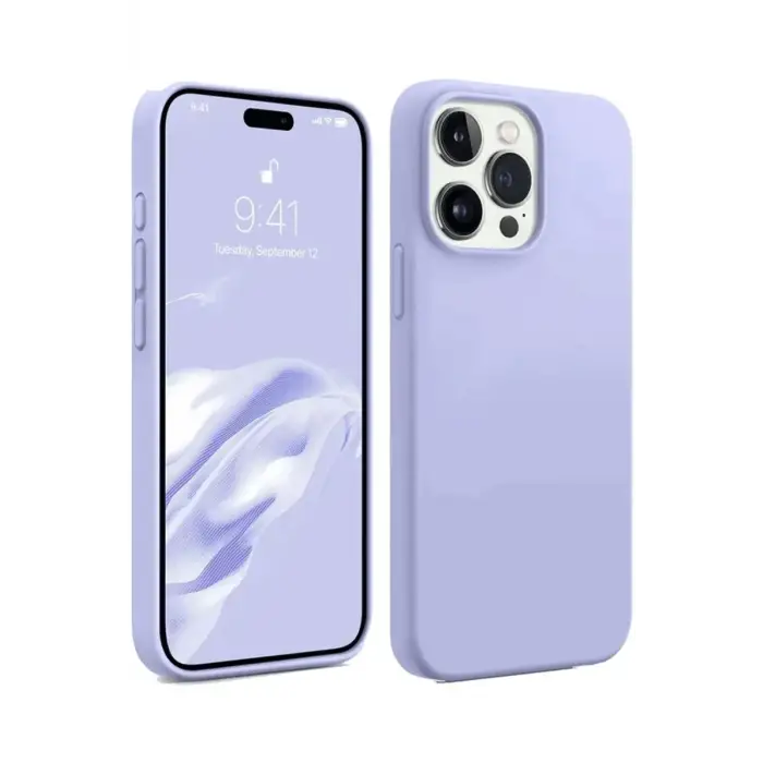 Mey İthalat®   iPhone 15 Pro Kılıf First Silikon - Lila