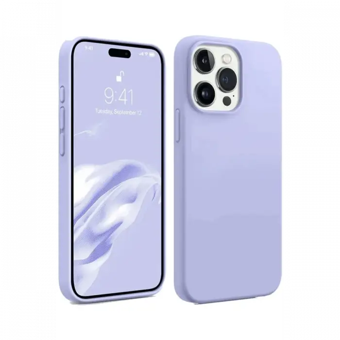 Mey İthalat®   iPhone 15 Pro Kılıf First Silikon - Lila