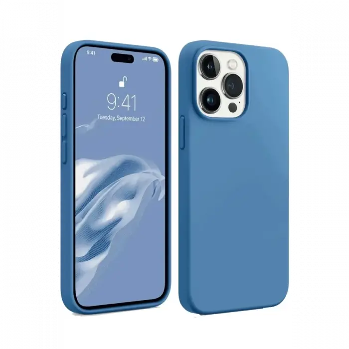 Mey İthalat®   iPhone 15 Pro Kılıf First Silikon - Mavi