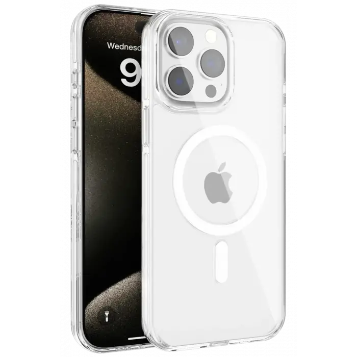 Mey İthalat®   iPhone 15 Pro Max Gleam PC Sert Magsafe Kılıf - Şeffaf