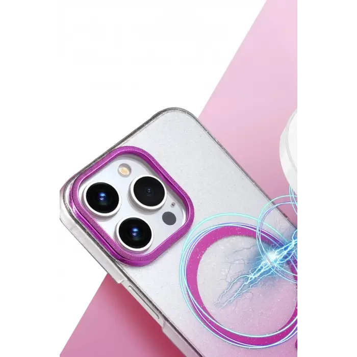 Mey İthalat®   iPhone 15 Pro Max Glossy Magsafe Kapak - Mor
