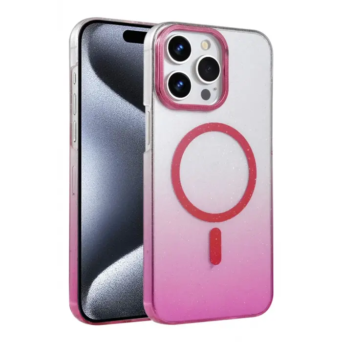 Mey İthalat®   iPhone 15 Pro Max Glossy Magsafe Kapak - Pembe